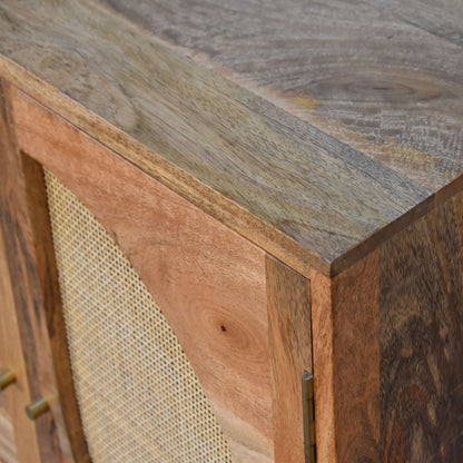 Desenzano Mango Wood 2 Door Cabinet Hessian Knit Leaf