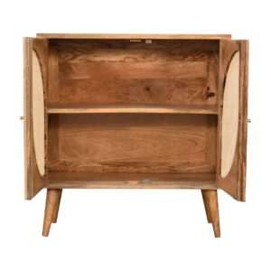 Desenzano Mango Wood 2 Door Cabinet Hessian Knit Leaf