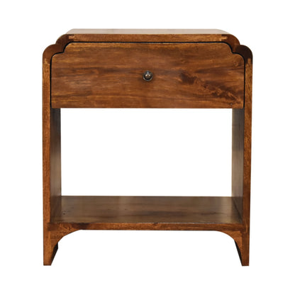 Lanta Mango Wood Scalloped Bedside Table with Drawer