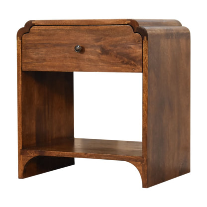 Lanta Mango Wood Scalloped Bedside Table with Drawer