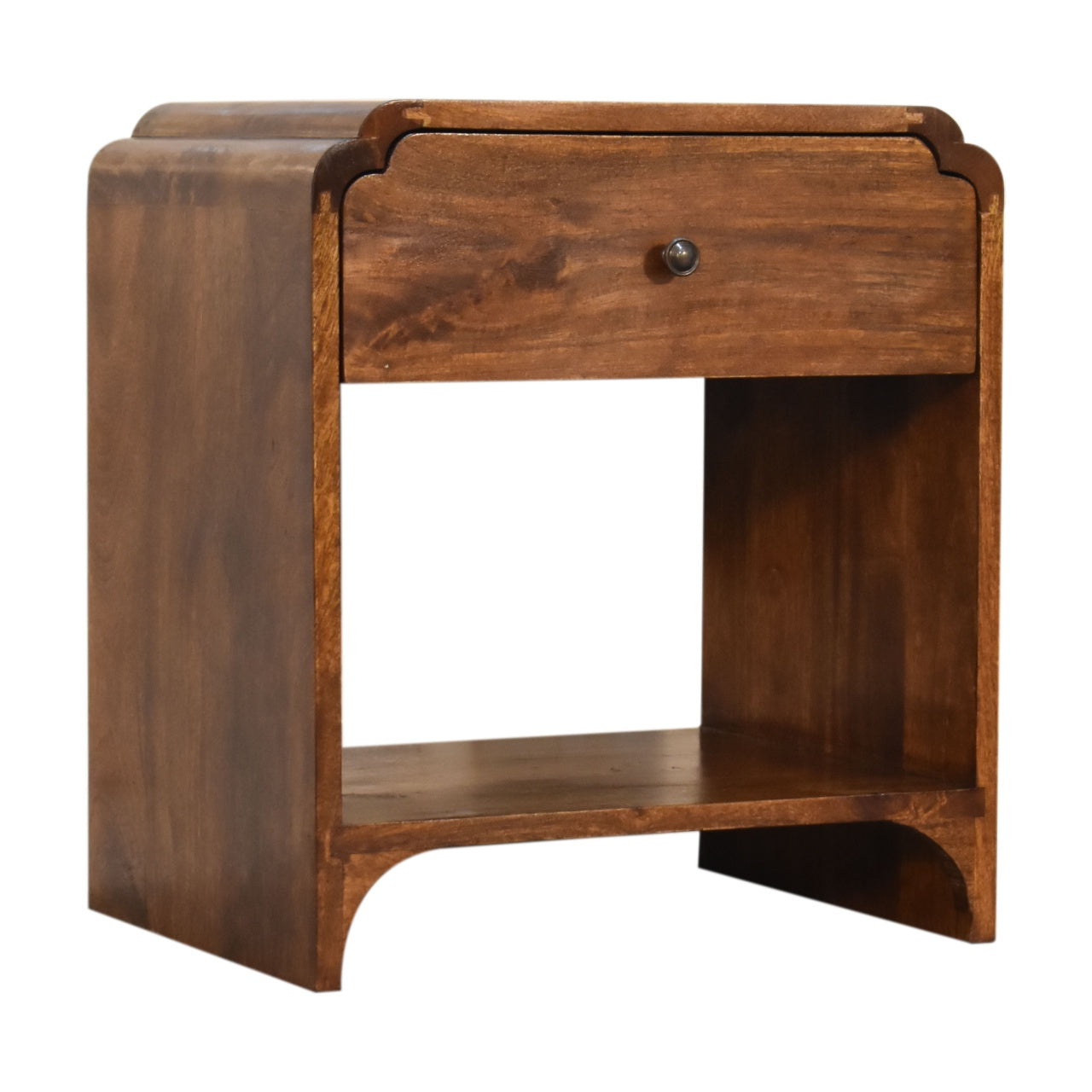 Lanta Mango Wood Scalloped Bedside Table with Drawer