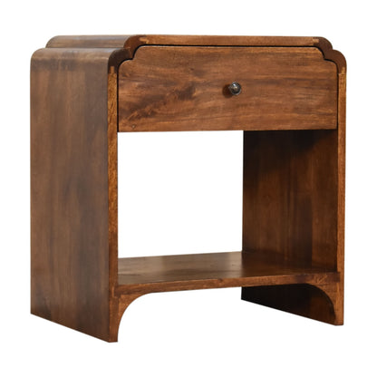 Lanta Mango Wood Scalloped Bedside Table with Drawer