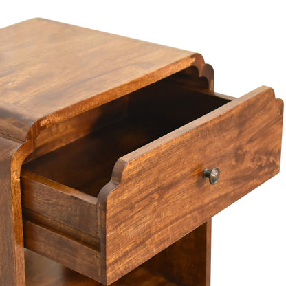 Lanta Mango Wood Scalloped Bedside Table with Drawer