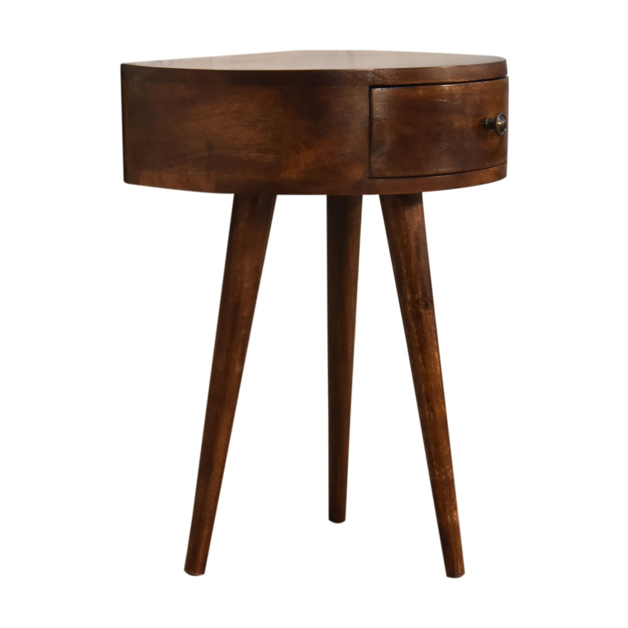 Collioure Chestnut Mango Wood Semi Circle Bedside Table with Drawer