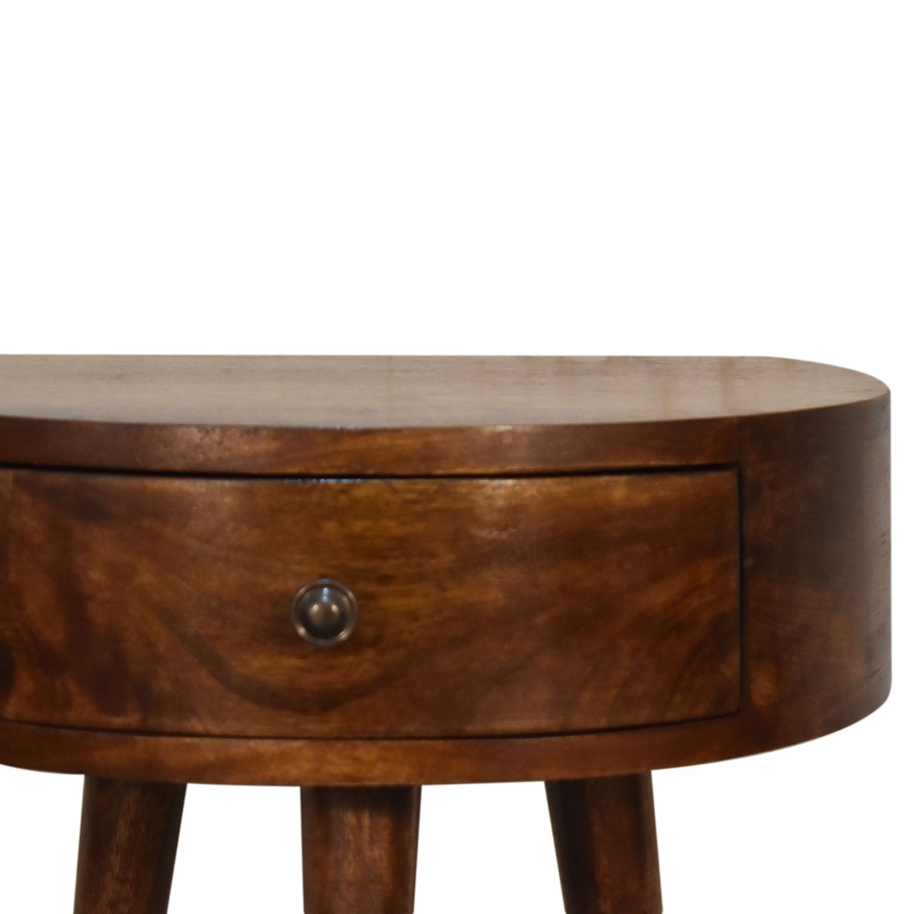 Collioure Chestnut Mango Wood Semi Circle Bedside Table with Drawer