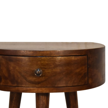 Collioure Chestnut Mango Wood Semi Circle Bedside Table with Drawer