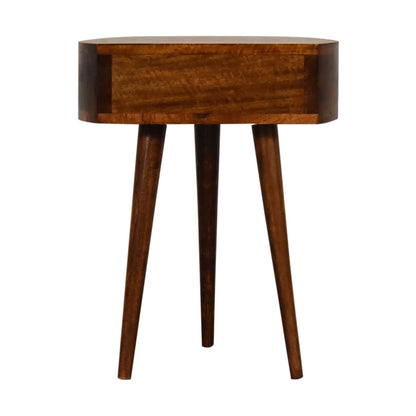 Collioure Chestnut Mango Wood Semi Circle Bedside Table with Drawer