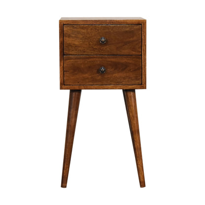 Olbia Mini 2 Drawer Chestnut Mango Wood Bedside Table 2 Drawers