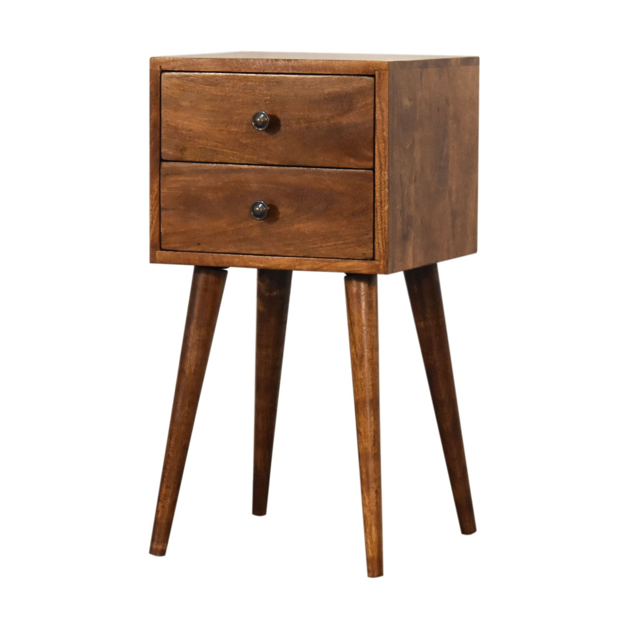 Olbia Mini 2 Drawer Chestnut Mango Wood Bedside Table 2 Drawers