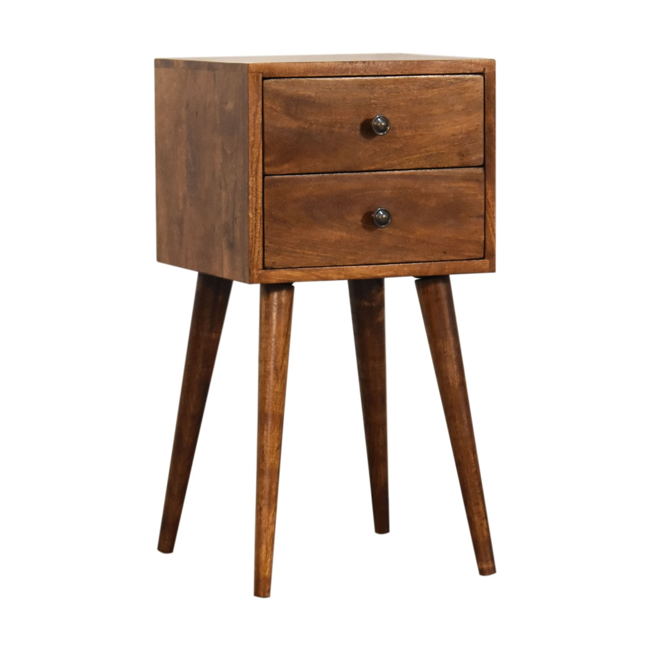 Olbia Mini 2 Drawer Chestnut Mango Wood Bedside Table 2 Drawers
