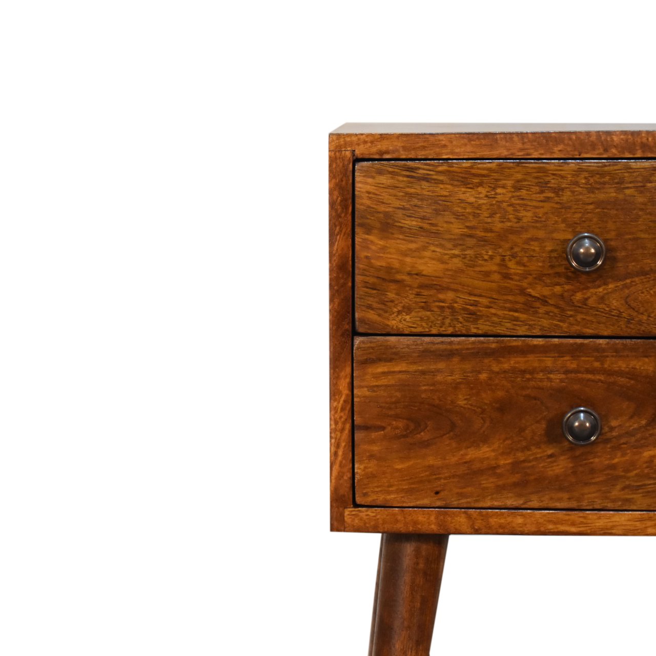 Olbia Mini 2 Drawer Chestnut Mango Wood Bedside Table 2 Drawers