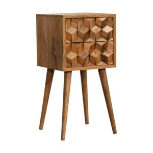 Banyuls Mini Cube Carved 2 Drawer Bedside Table