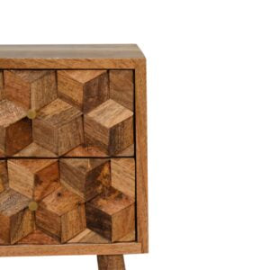 Banyuls Mini Cube Carved 2 Drawer Bedside Table