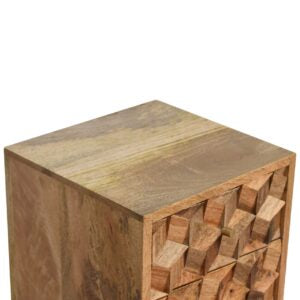 Banyuls Mini Cube Carved 2 Drawer Bedside Table