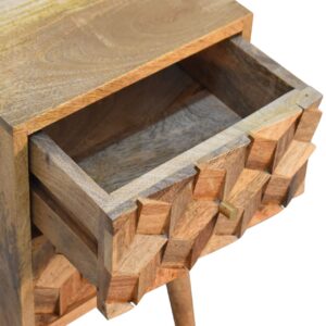 Banyuls Mini Cube Carved 2 Drawer Bedside Table