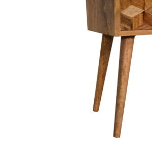 Banyuls Mini Cube Carved 2 Drawer Bedside Table