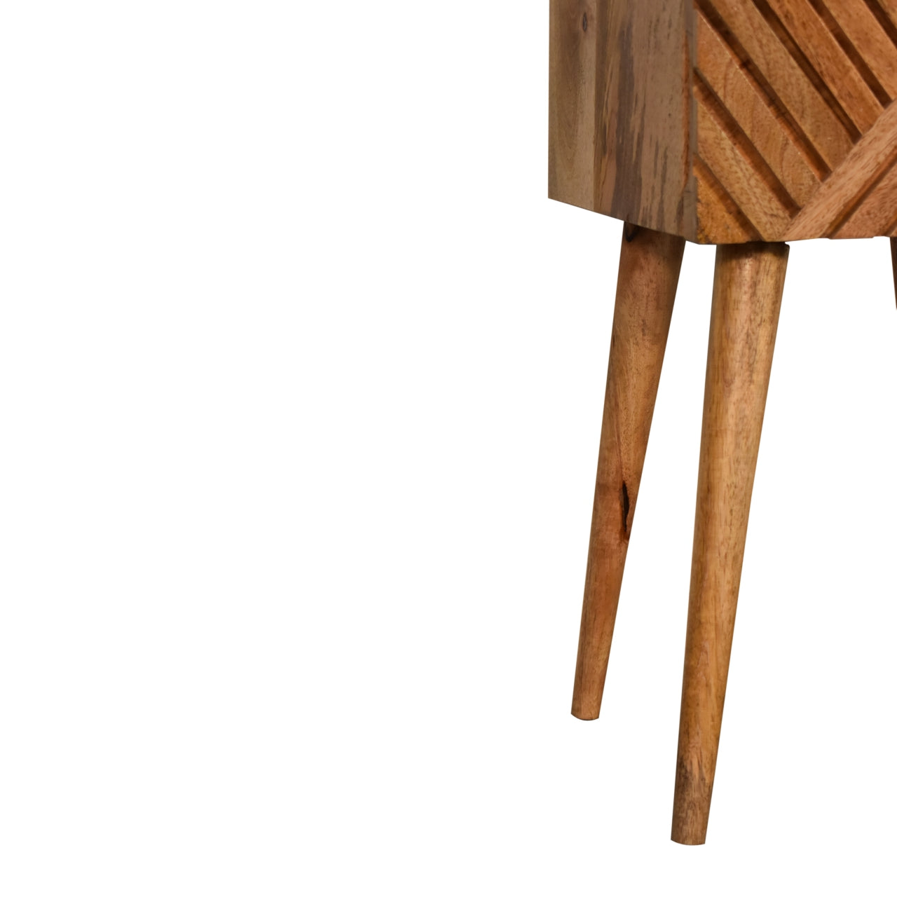 Porquerolles Mini Carved Lines Mango Wood Bedside Table 2 Drawers