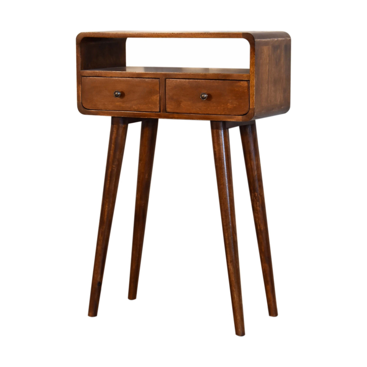 Venzone Mini Chestnut Console Table 2 Drawers and Open Shelf