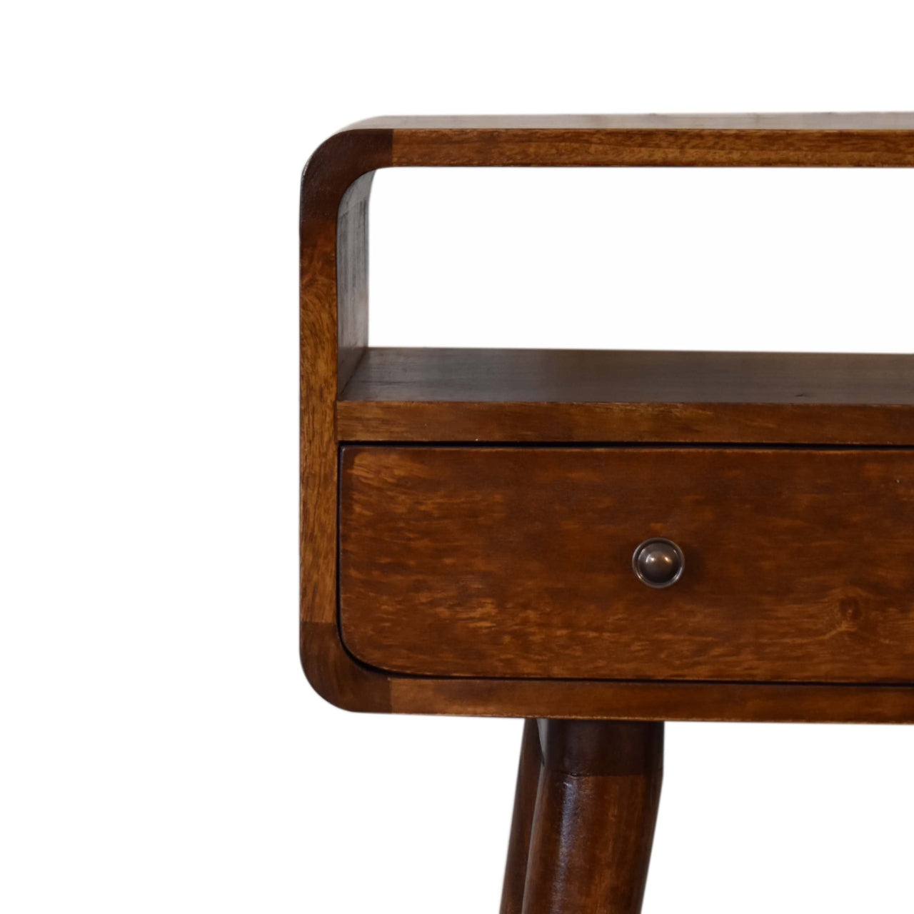 Venzone Mini Chestnut Console Table 2 Drawers and Open Shelf
