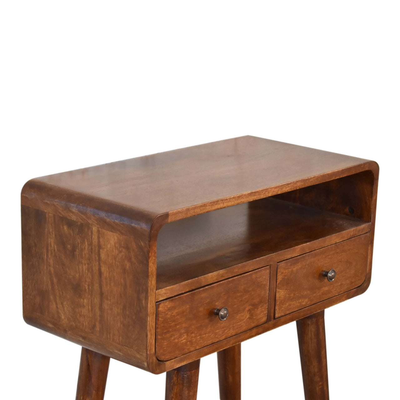 Venzone Mini Chestnut Console Table 2 Drawers and Open Shelf