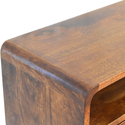 Venzone Mini Chestnut Console Table 2 Drawers and Open Shelf