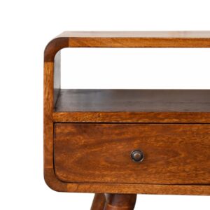 Venzone Mini Chestnut Mango Wood Curved TV Media Unit with 2 Drawers
