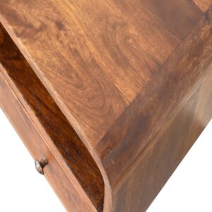 Venzone Mini Chestnut Mango Wood Curved TV Media Unit with 2 Drawers