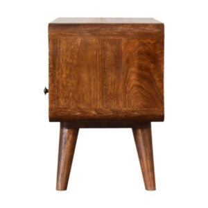 Venzone Mini Chestnut Mango Wood Curved TV Media Unit with 2 Drawers