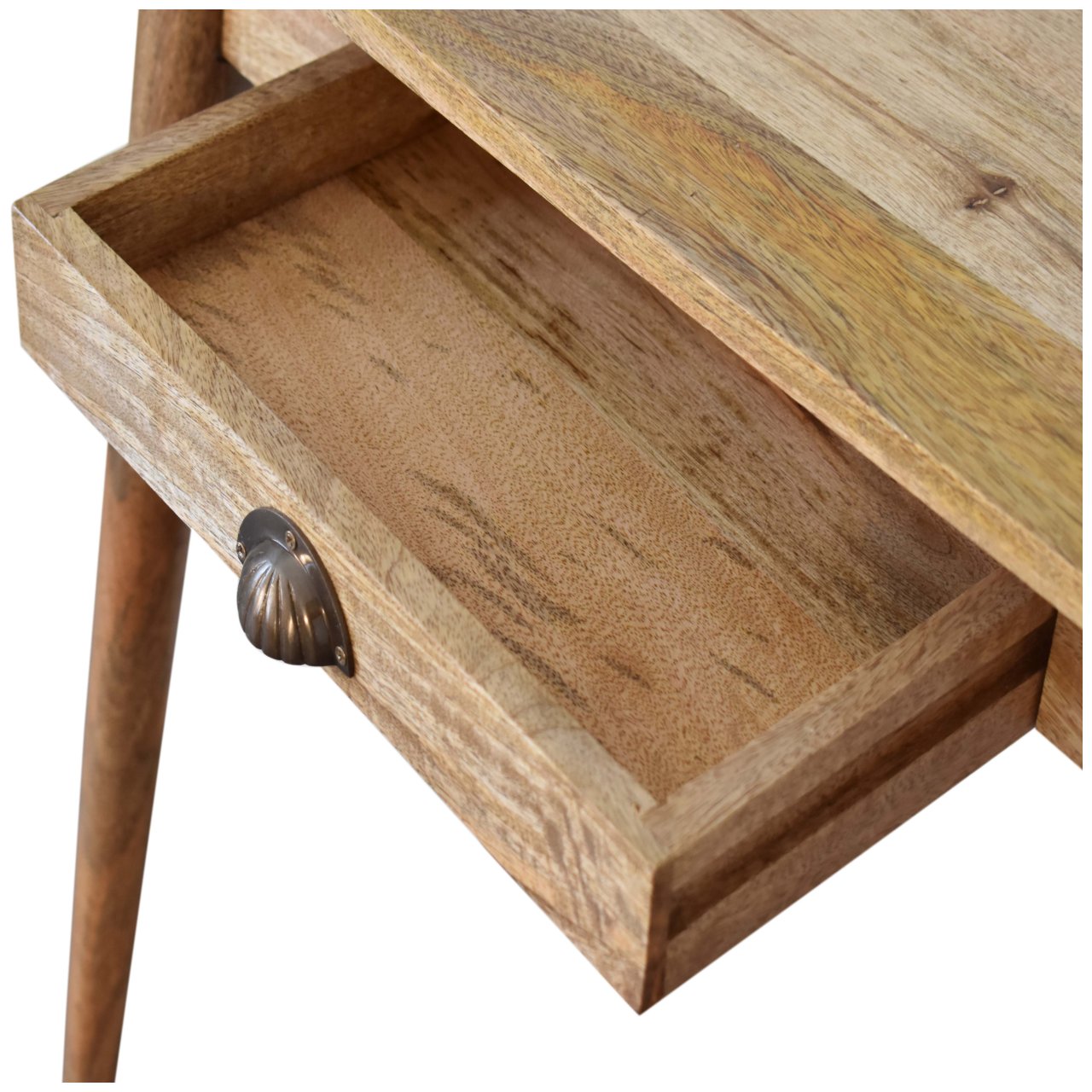 Grasse Mini Natural Mango Wood Scandi Writing Desk with Drawer