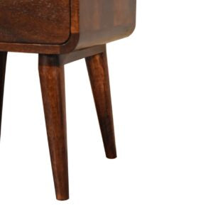 Chiusa Curved Dark Walnut Mango Wood Wide Bedside Table 2 Drawers