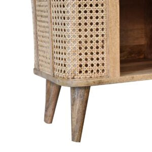 Molveno Natural Rattan and Mango Wood Open Double Cabinet with Storage Shelves