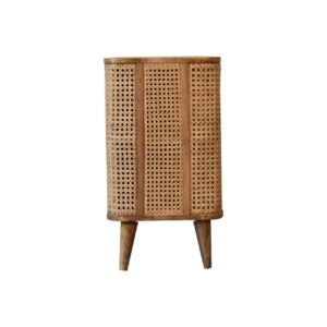 Molveno Natural Rattan and Mango Wood Open Double Cabinet with Storage Shelves