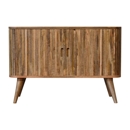 Anthropology Textured Slatted Mango Wood Sideboard Cut Out Handles