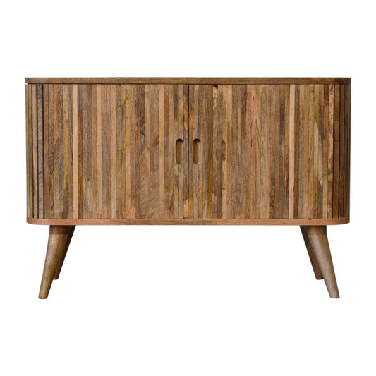 Anthropology Textured Slatted Mango Wood Sideboard Cut Out Handles