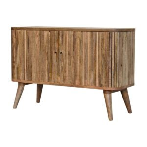 Anthropology Textured Slatted Mango Wood Sideboard Cut Out Handles