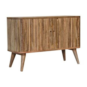 Anthropology Textured Slatted Mango Wood Sideboard Cut Out Handles