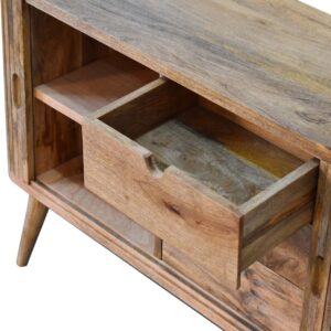 Anthropology Textured Slatted Mango Wood Sideboard Cut Out Handles