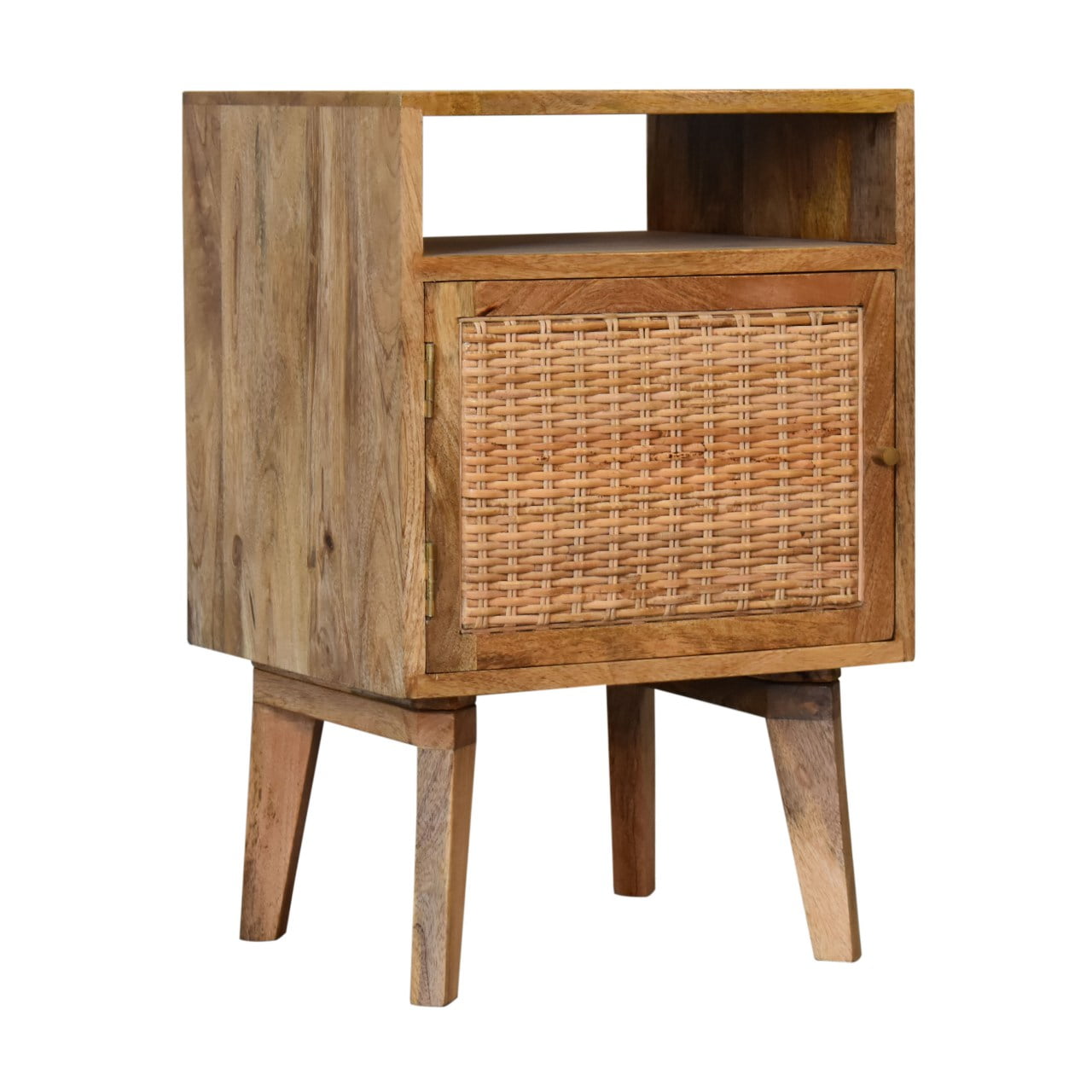 Breil Natural Mango Wood Knit Door Bedside Table