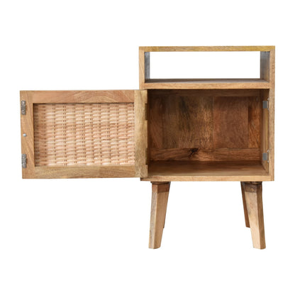 Breil Natural Mango Wood Knit Door Bedside Table