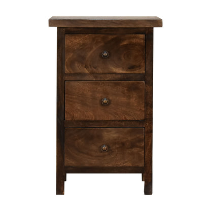 Grazzano Mini Classic Mango Wood Countryside Bedside Table 3 Drawers