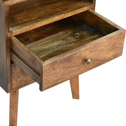 Giverny Mango Wood Platform Bedside Table Drawers 2 Drawers Open Shelf