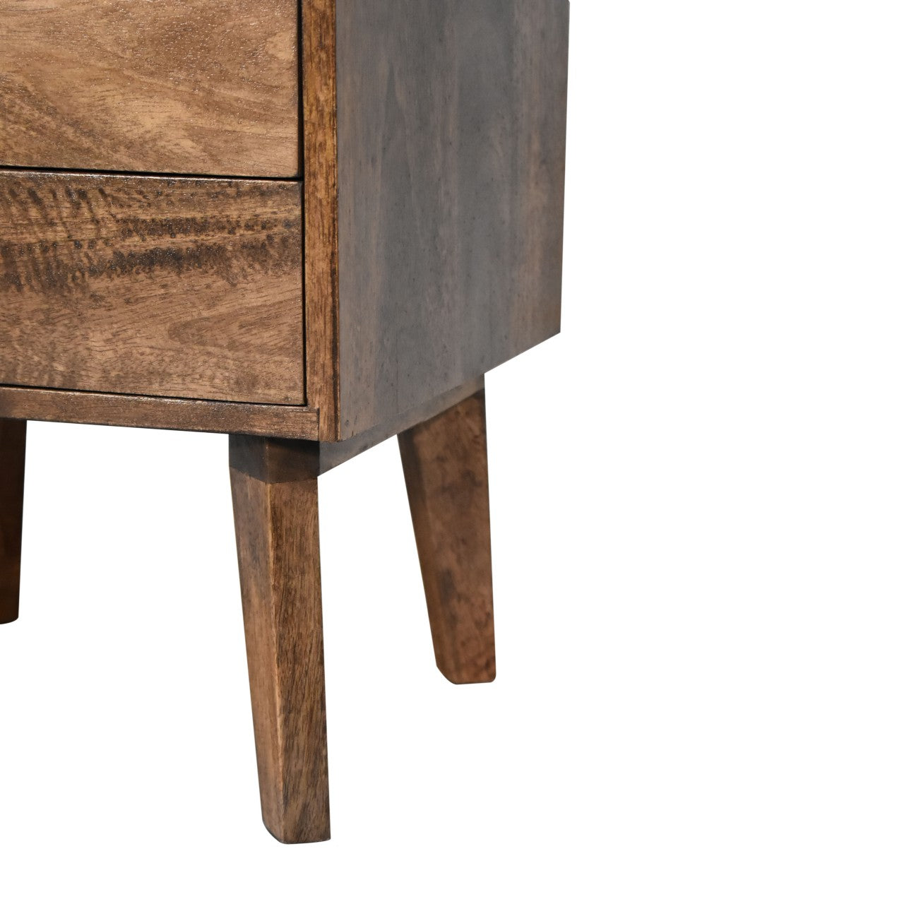 Giverny Mango Wood Platform Bedside Table Drawers 2 Drawers Open Shelf