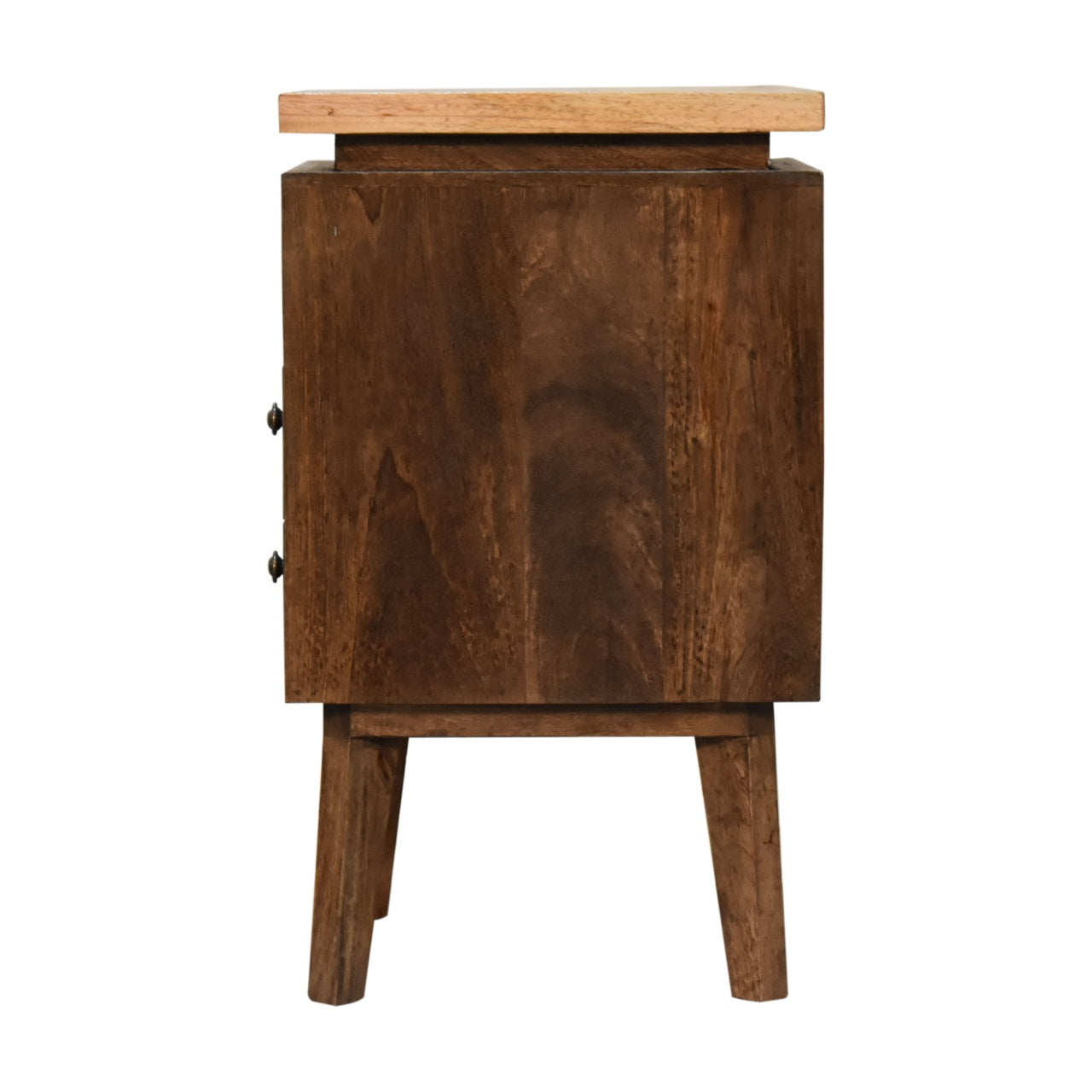 Giverny Mango Wood Platform Bedside Table Drawers 2 Drawers Open Shelf