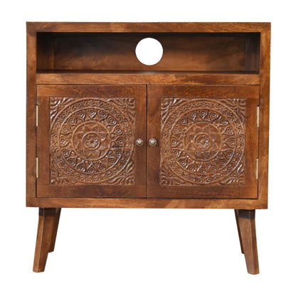 Talloires Antique Style Cabinet Entertainment TV Media Unit 2 Doors Open Shelf
