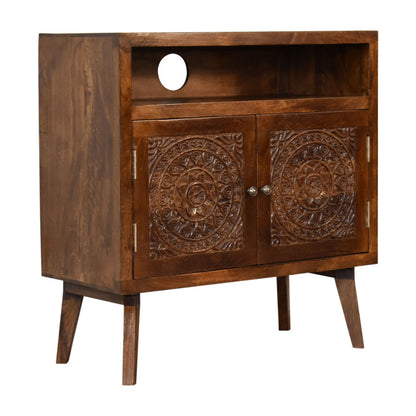 Talloires Antique Style Cabinet Entertainment TV Media Unit 2 Doors Open Shelf