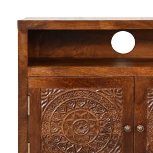 Talloires Antique Style Cabinet Entertainment TV Media Unit 2 Doors Open Shelf