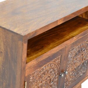 Talloires Antique Style Cabinet Entertainment TV Media Unit 2 Doors Open Shelf