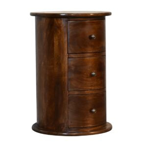 Mezzano Chestnut Mango Wood 3 Drawer Drum Cabinet