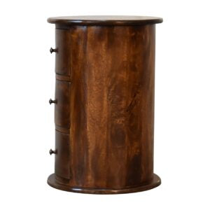 Mezzano Chestnut Mango Wood 3 Drawer Drum Cabinet