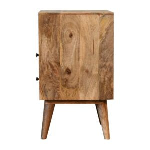 Megeve Classic Natural Oak Mango Wood Bedside Table 2 Drawers Open Shelf